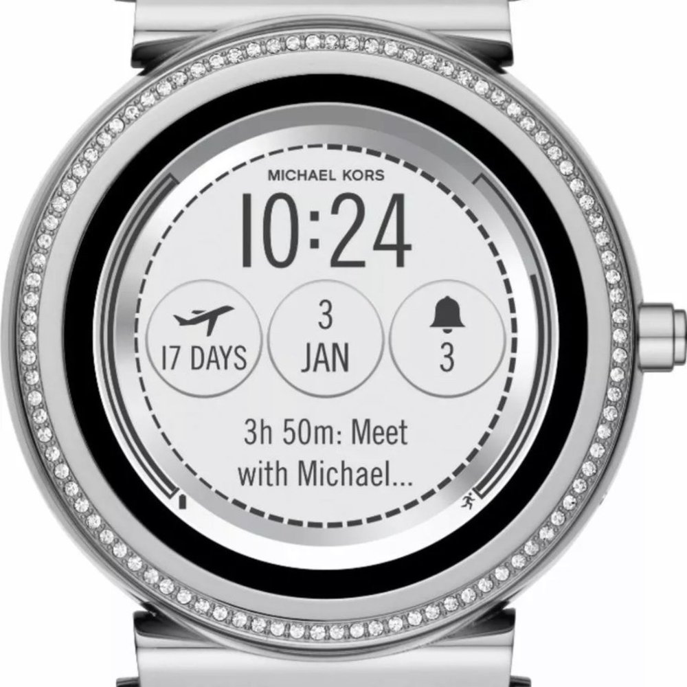 MKT5036 MICHAEL KORS Silver Glitz Sofie SMARTWATCH - Picture 2 of 8